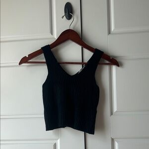 Audrey 3+1 Black Ribbed Crop Top